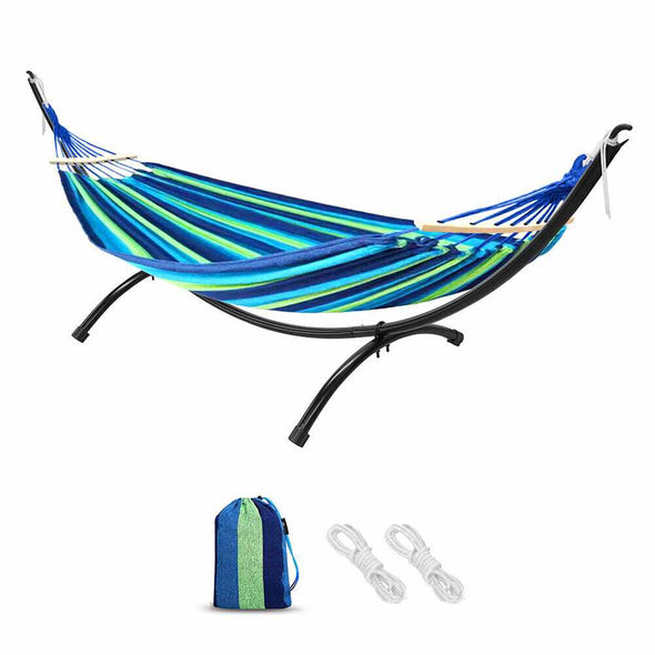 Outdoor Garden Double Hammock Swing Bed with Steel Stand Frame