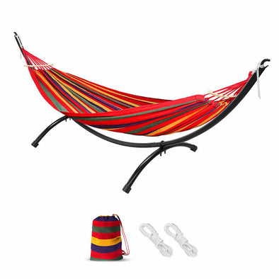 Outdoor Garden Double Hammock Swing Bed with Steel Stand Frame