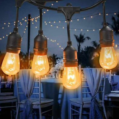 Outdoor String Lights 15 LED Bulbs Garden Lights