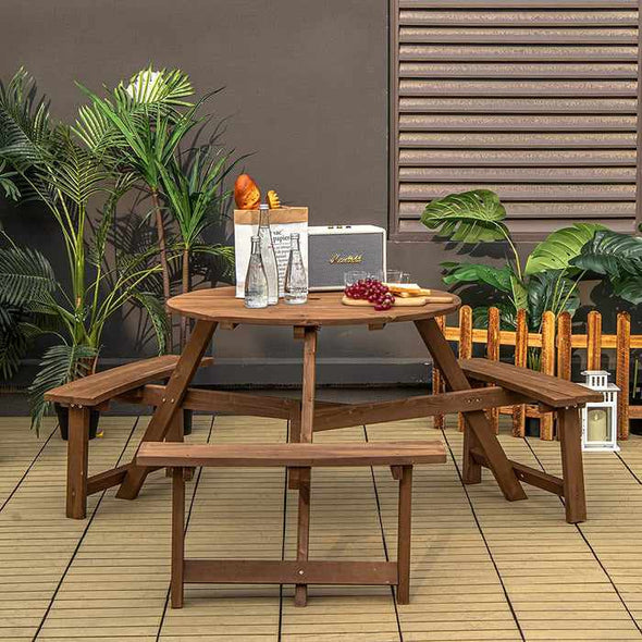 Outdoor Wooden Picnic Table And Bench-Aroflit