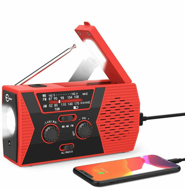 Solar Powered Emergency Hand Crank Weather Alert Radio with 2000mAh