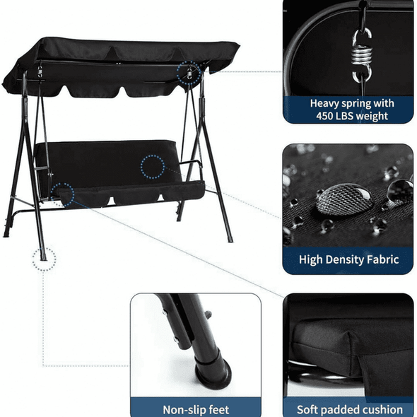 Patio Backyard Standing Cushioned Porch Swing Bench-Aroflit