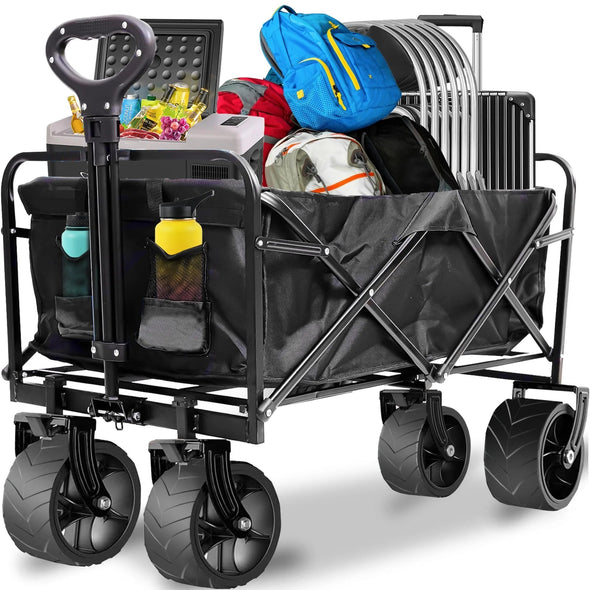 Portable Foldable Wagon Cart, Heavy Duty, All-Terrain, Easy Storage