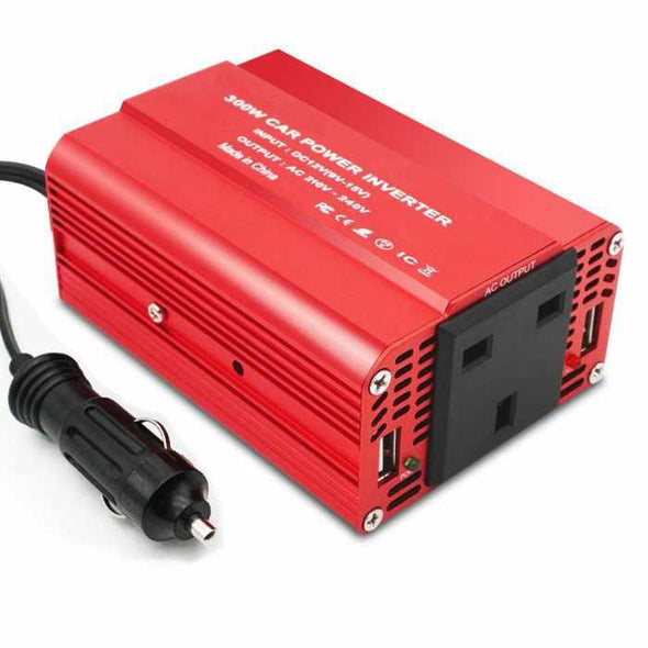 Power Inverter DC 12V to AC 230V 300W – Compact & Lightweight Inverter for Car & Camping