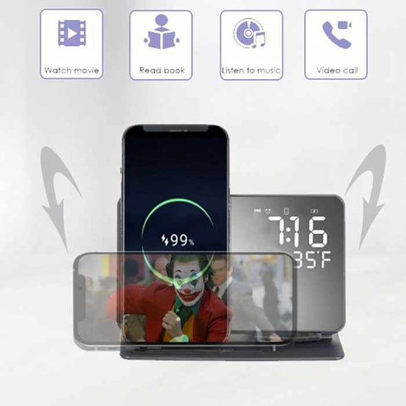 PowerPlaza™ Fast Wireless Charger Alarm Clock Charging Station