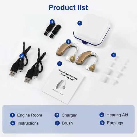 Rechargeable Digital In-ear Hearing Aids for Adults ( Pair )