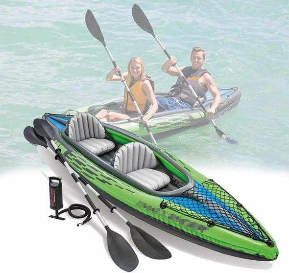 RiverSplash™ Inflatable 2 Person Outdoor Kayak Set with Oars & Hand Pump