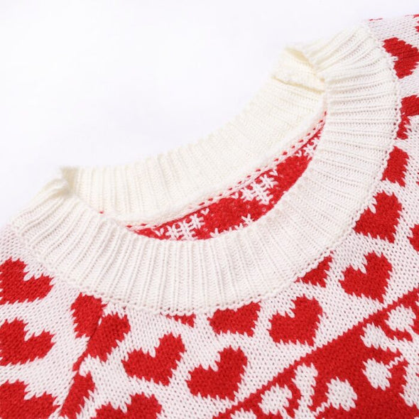 SUZI™ White Woman’s Christmas Elk Snowflake Print Sweater