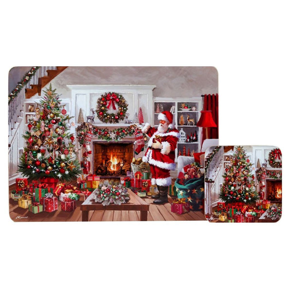 SantaSpot™ Santa Christmas Placemats And Coasters