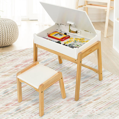 SkillSpace™ Kids Wooden Activity Table and Chair With Storage Drawer