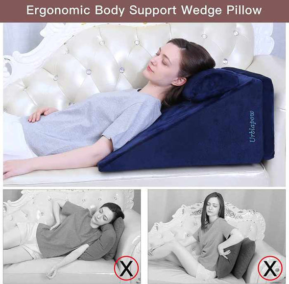 SleepUp™ Bed Wedge Pillow – Memory Foam Leg Elevation Pillow