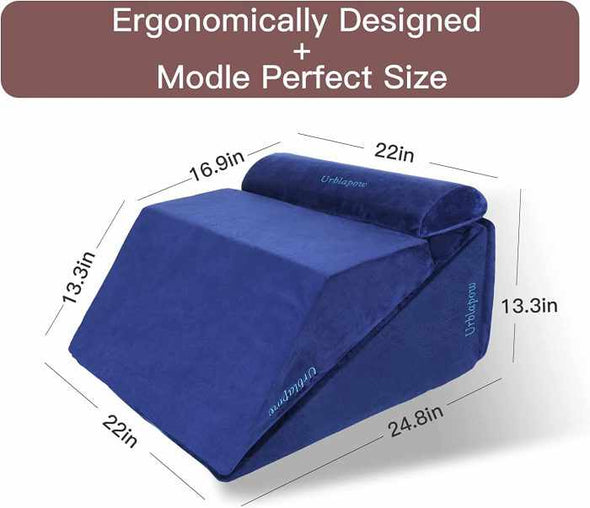 SleepUp™ Bed Wedge Pillow – Memory Foam Leg Elevation Pillow