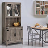 Small Rustic Kitchen Buffet With Hutch Cabinet-Aroflit