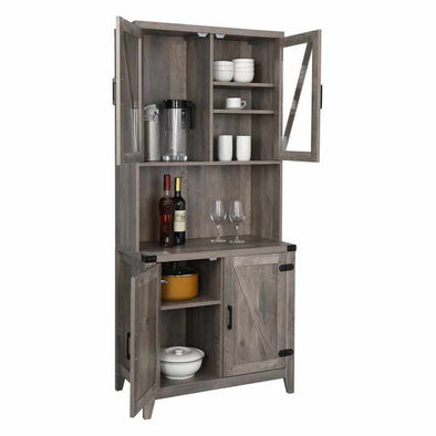 Small Rustic Kitchen Buffet With Hutch Cabinet-Aroflit