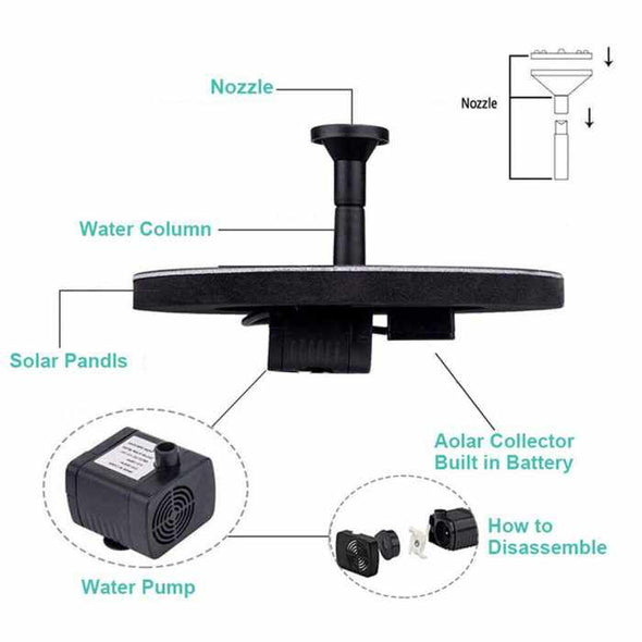 Solar Powered Floating Pump Water Fountain