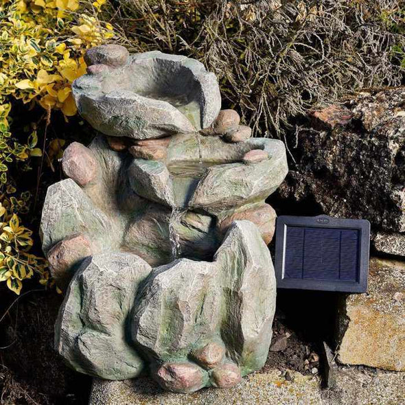 Solar Powered Water Fountain Rock Fall Stone Feature