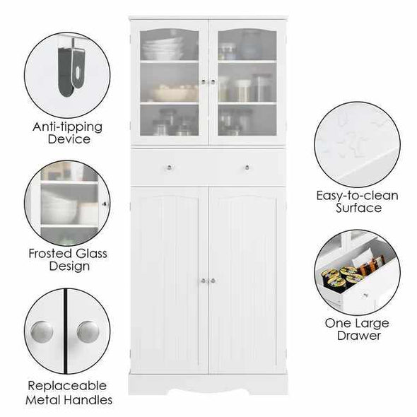 Standalone Freestanding Kitchen Pantry Cabinet-Aroflit