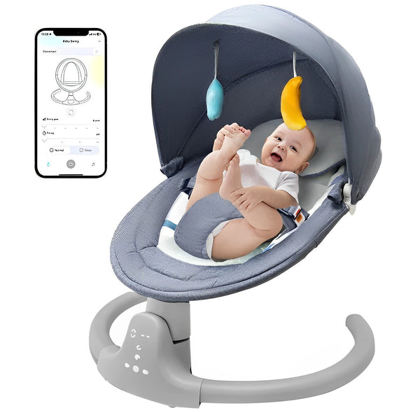 Portable Baby Swing Chair with Bluetooth, Safety Belt & Lullabies