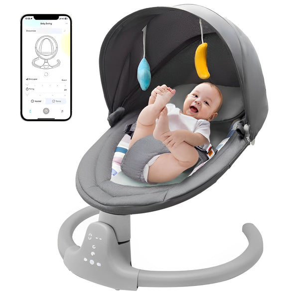 Portable Baby Swing Chair with Bluetooth, Safety Belt & Lullabies