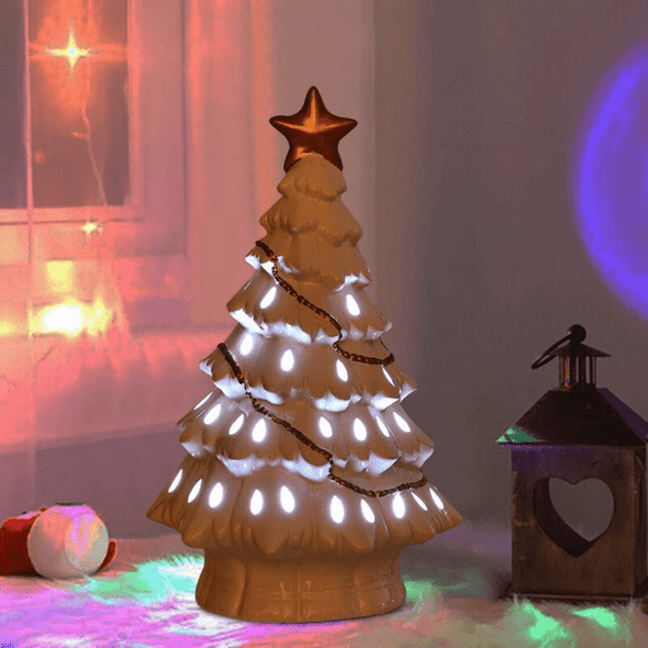 Tabletop Pre Lit Ceramic Christmas Tree With Lights-Aroflit