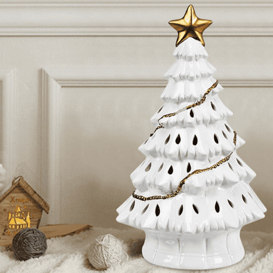 Tabletop Pre Lit Ceramic Christmas Tree With Lights-Aroflit