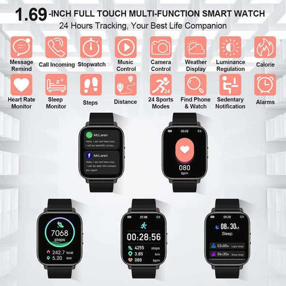 Touch Fitness Tracker Smart Watch for Women & Men for Android iOS