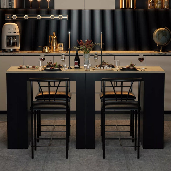 Stylish Bar Table Set for 2 | Compact Design, Storage Shelves, Padded