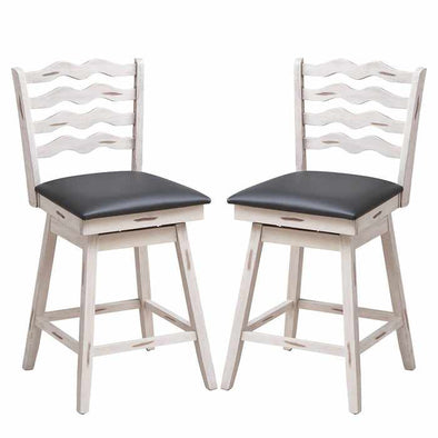 Wooden Swivel Counter Height Bar Stools With Back (Set of 2)-Aroflit