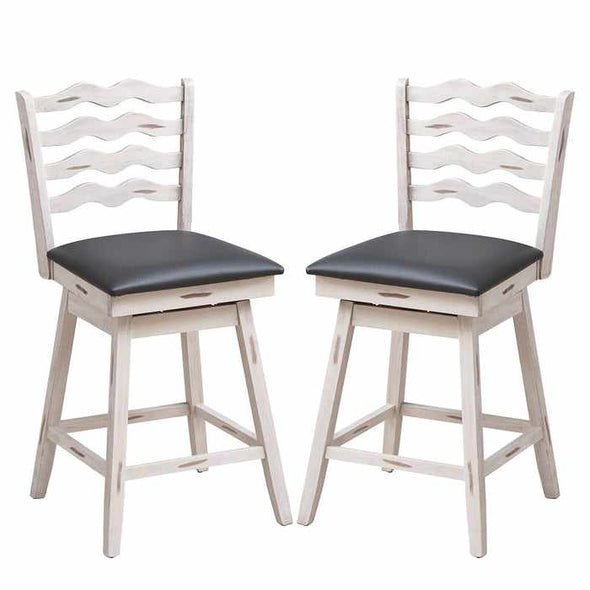 Wooden Swivel Counter Height Bar Stools With Back (Set of 2)-Aroflit