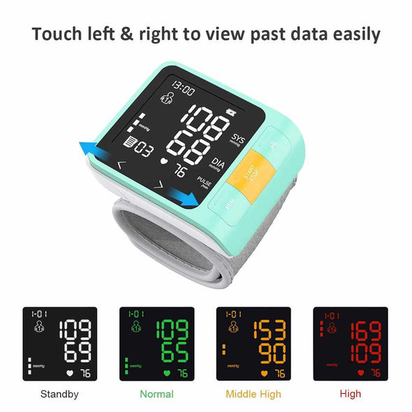 Wrist Blood Pressure Monitor – Portable with Digital LCD in Green