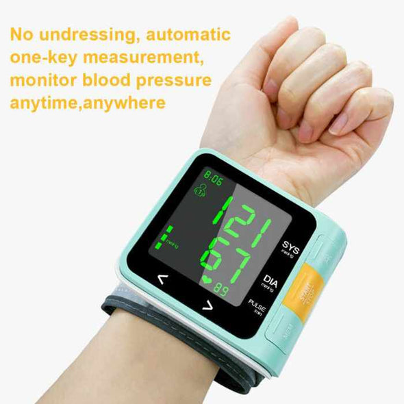 Wrist Blood Pressure Monitor – Portable with Digital LCD in Green