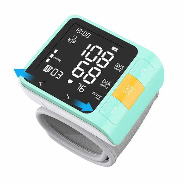 Wrist Blood Pressure Monitor – Portable with Digital LCD in Green