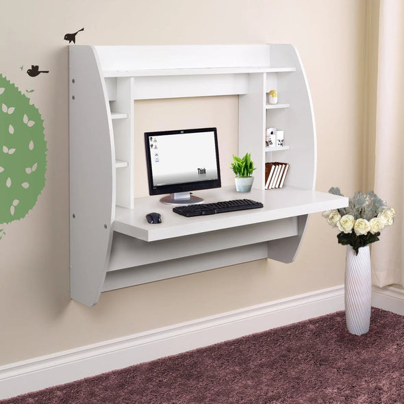 Fulton Wall-Mounted Floating Desk, Spacious, Stylish, White Design