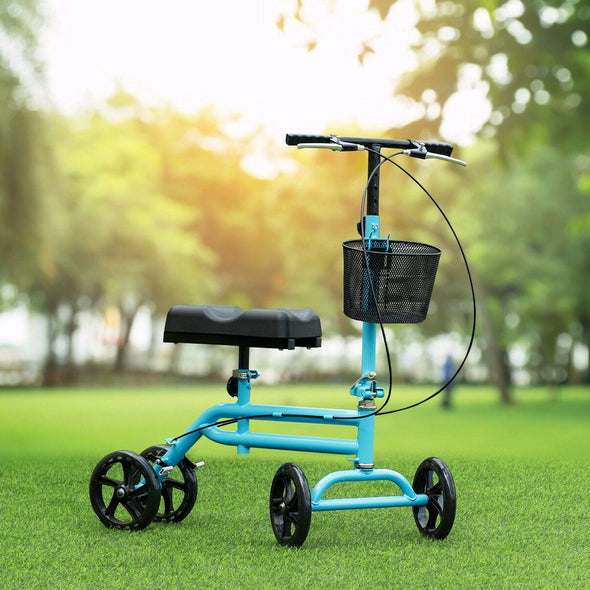 Foldable Knee Walker Scooter with Adjustable Handle & All-Terrain Wheels