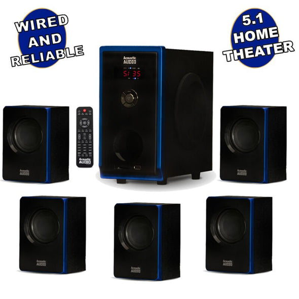 Acoustic Audio 5.1 Bluetooth Speaker System, 6 Speaker Home Theater - Aroflit