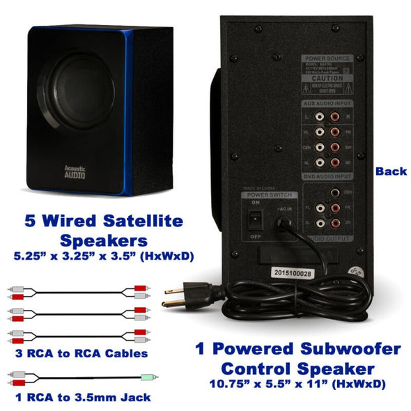 Acoustic Audio 5.1 Bluetooth Speaker System, 6 Speaker Home Theater - Aroflit