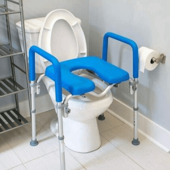 Adjustable Handicap Raised Toilet Seat Riser with Arms for Seniors - Aroflit