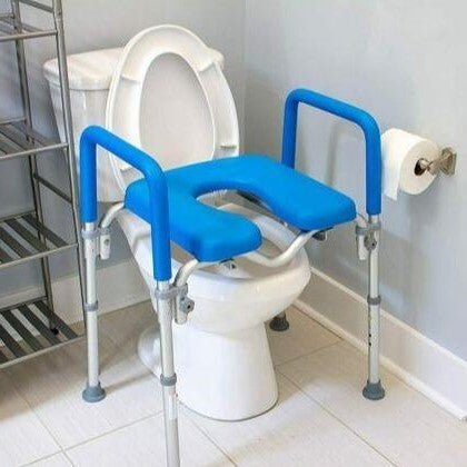 Adjustable Raised Toilet Seat Riser with Arms - Heavy Duty, Portable - Aroflit