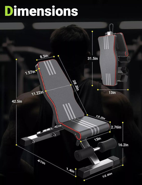 Adjustable Weight Bench for Incline, Decline, Flat Workouts at Home - Aroflit