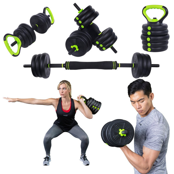 Adjustable Weight Dumbbell Set, 4 - in - 1 Barbell, Kettlebell & More - Aroflit