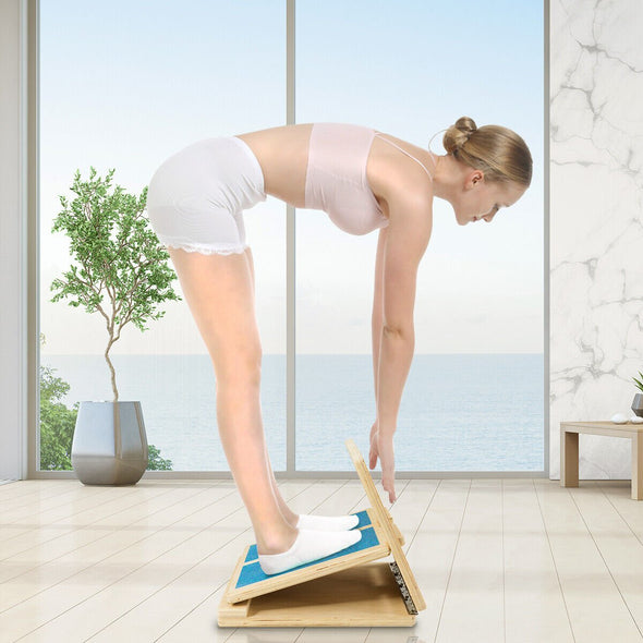 Adjustable Wooden Calf Stretcher Slant Board for Flexibility & Relief - Aroflit