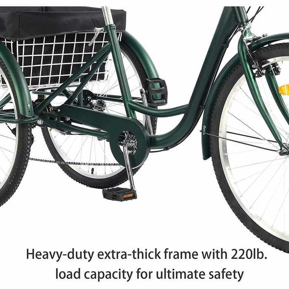 Adult Folding Three - Wheel Tricycle Bike With Backrest - Aroflit