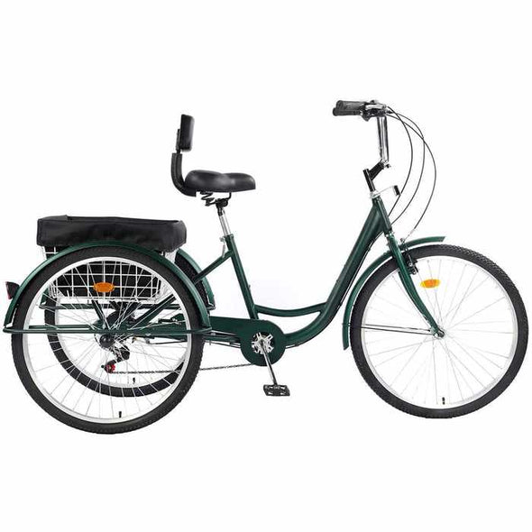 Adult Folding Three - Wheel Tricycle Bike With Backrest - Aroflit