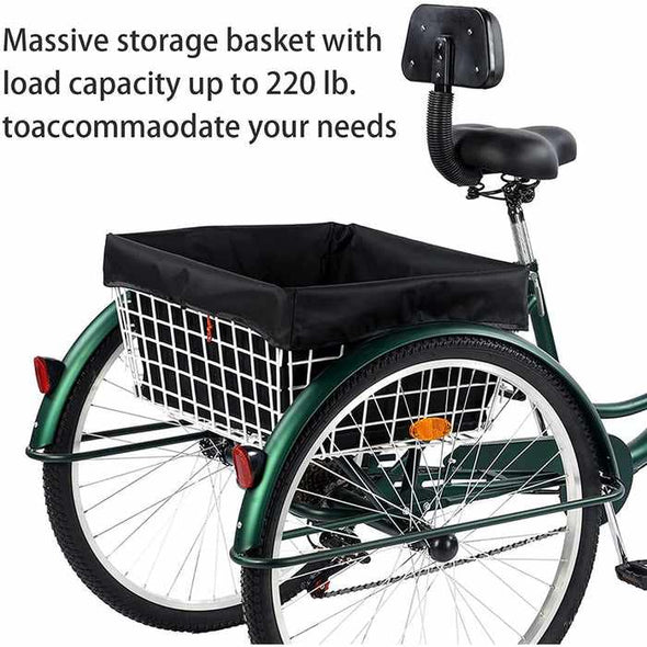 Adult Folding Three - Wheel Tricycle Bike With Backrest - Aroflit