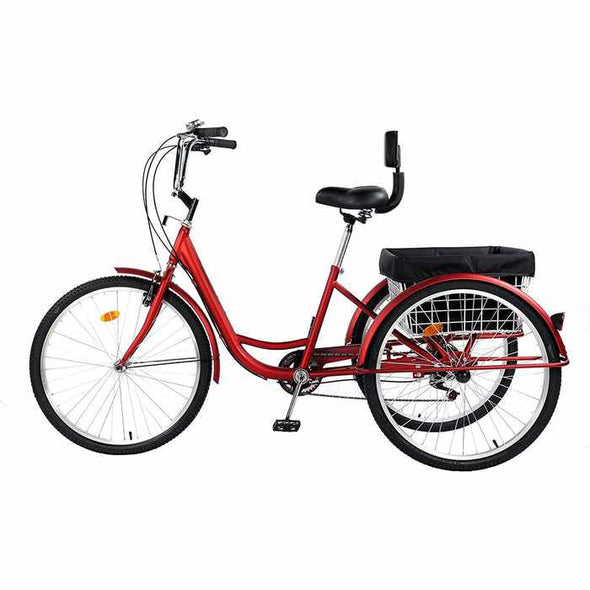 Adult Folding Three - Wheel Tricycle Bike With Backrest - Aroflit