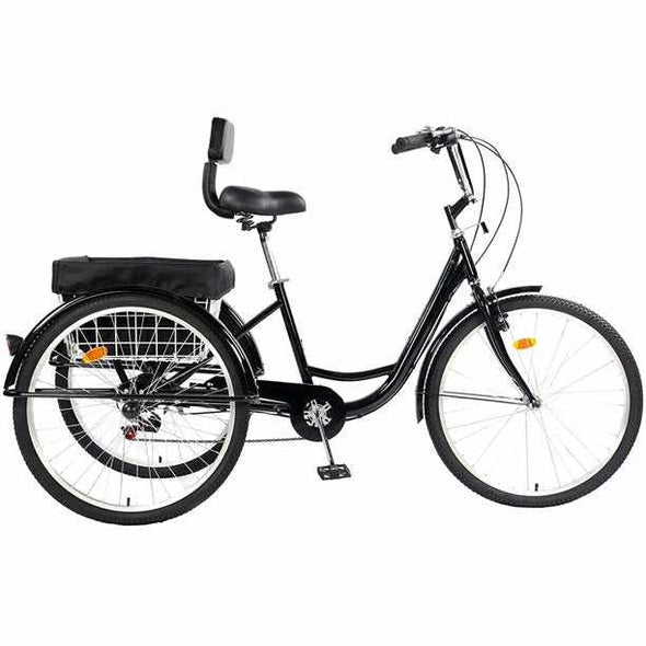 Adult Folding Three - Wheel Tricycle Bike With Backrest - Aroflit