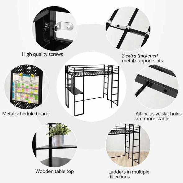 Adults Full Size Loft Bed With Desk Underneath - Aroflit