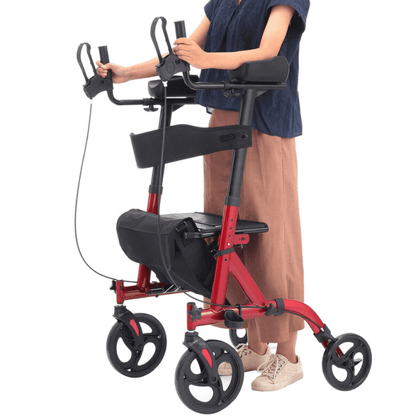 Adults Lightweight Rollator Four Wheeled Upright Walker Seat - Aroflit