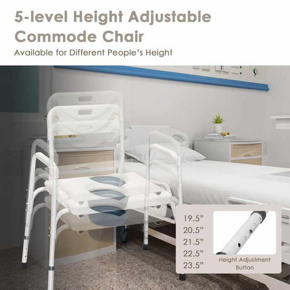 Adults Portable Bedside Toilet Commode Potty Chair - Aroflit