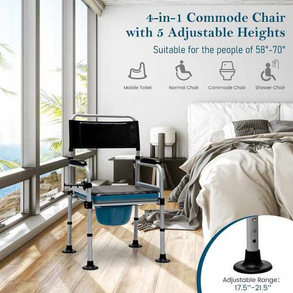 Adults Portable Bedside Toilet Commode Potty Chair - Aroflit